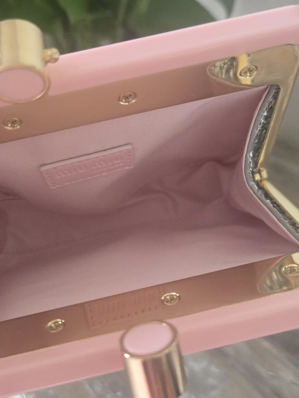 Miu Miu Pink Silver Glitter Kiss Lock Mini Clutch Pouch
